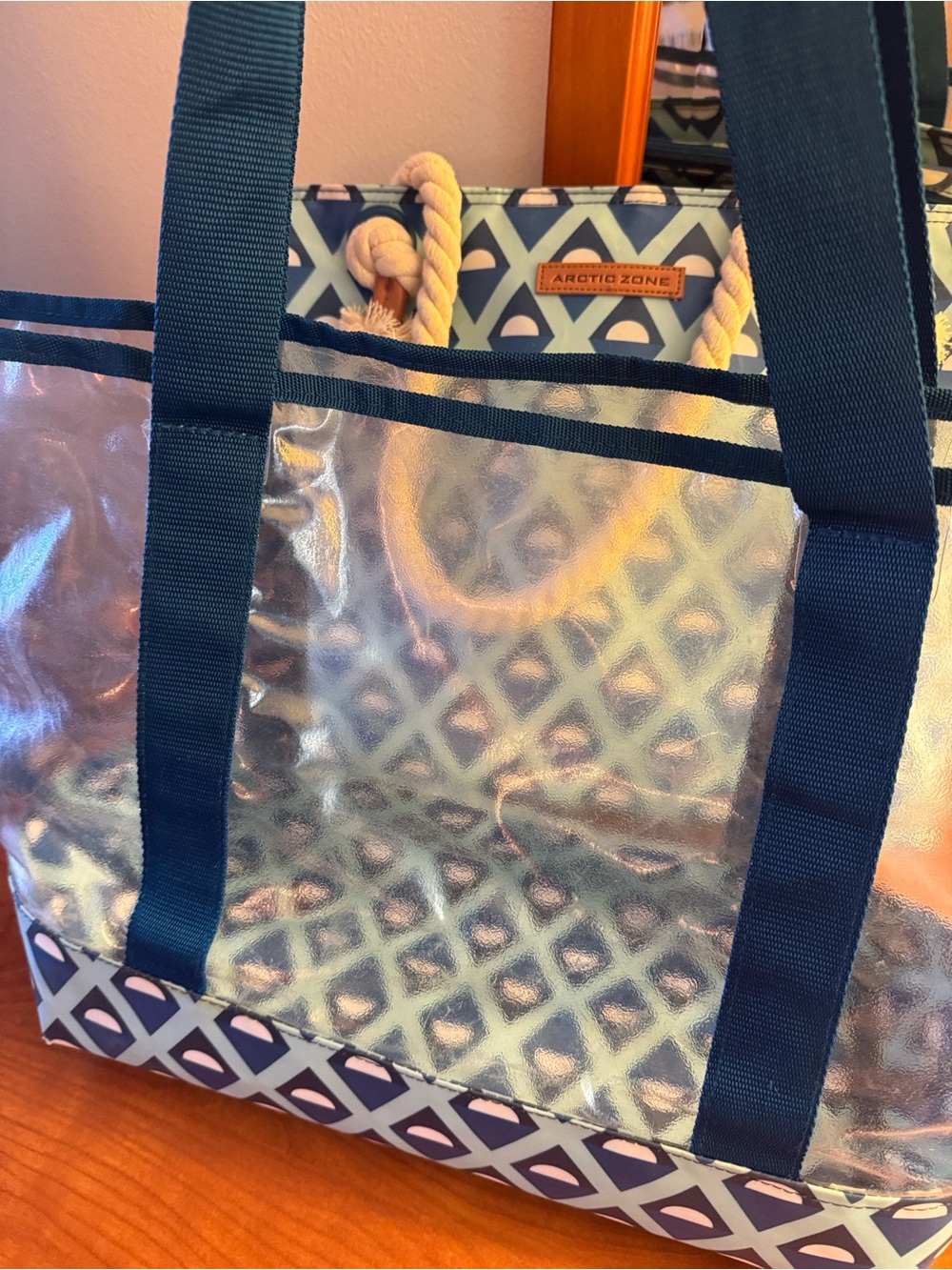 Arctic Zone Blue Patterned Rope-Handle Tote - Picture 5 of 6